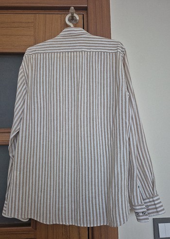 George Hogg Bej Çizgili Keten Erkek Gömlek - Görsel 6