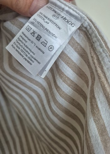 George Hogg Bej Çizgili Keten Erkek Gömlek - Görsel 5