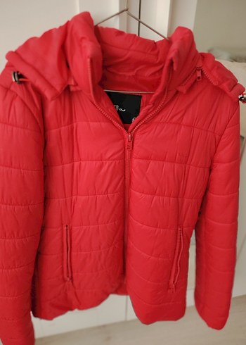 Fermuarlı Kırmızı Kadın Kışlık Mont - Görsel 2