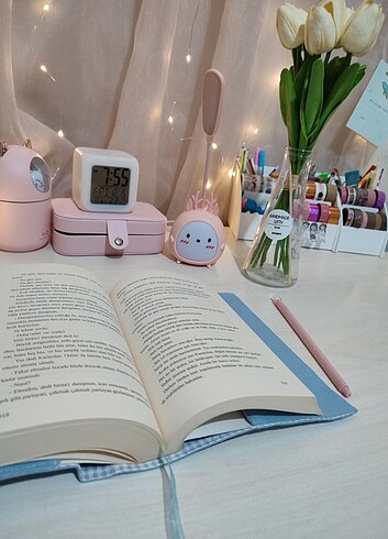 m Beden mavi Renk Mavi duck kumaş işlemeli kitap kılıfı