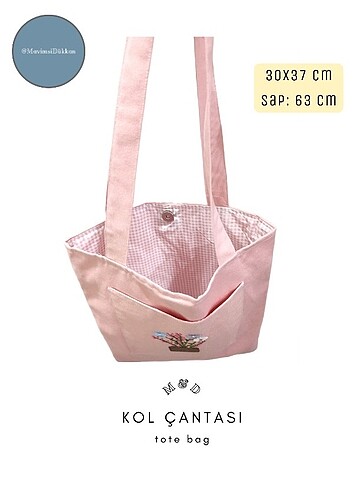 Diğer Pembe tote kanvas kumaş kol çanta