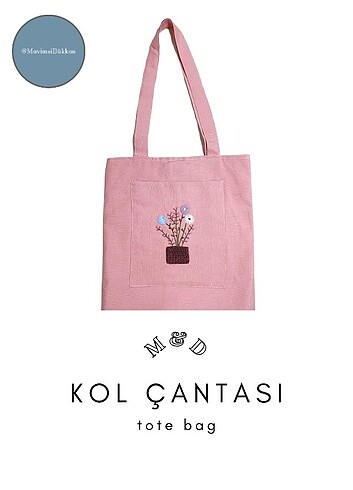 Pembe tote kanvas kumaş kol çanta