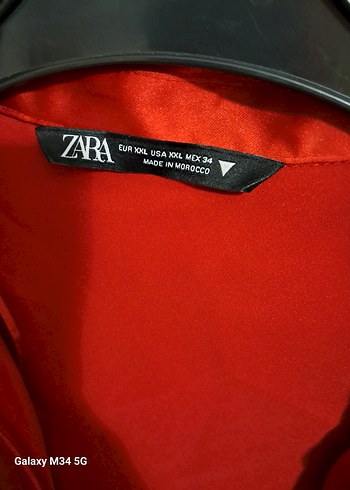 Parlak Kırmızı Kadın Saten Gömlek - Görsel 3