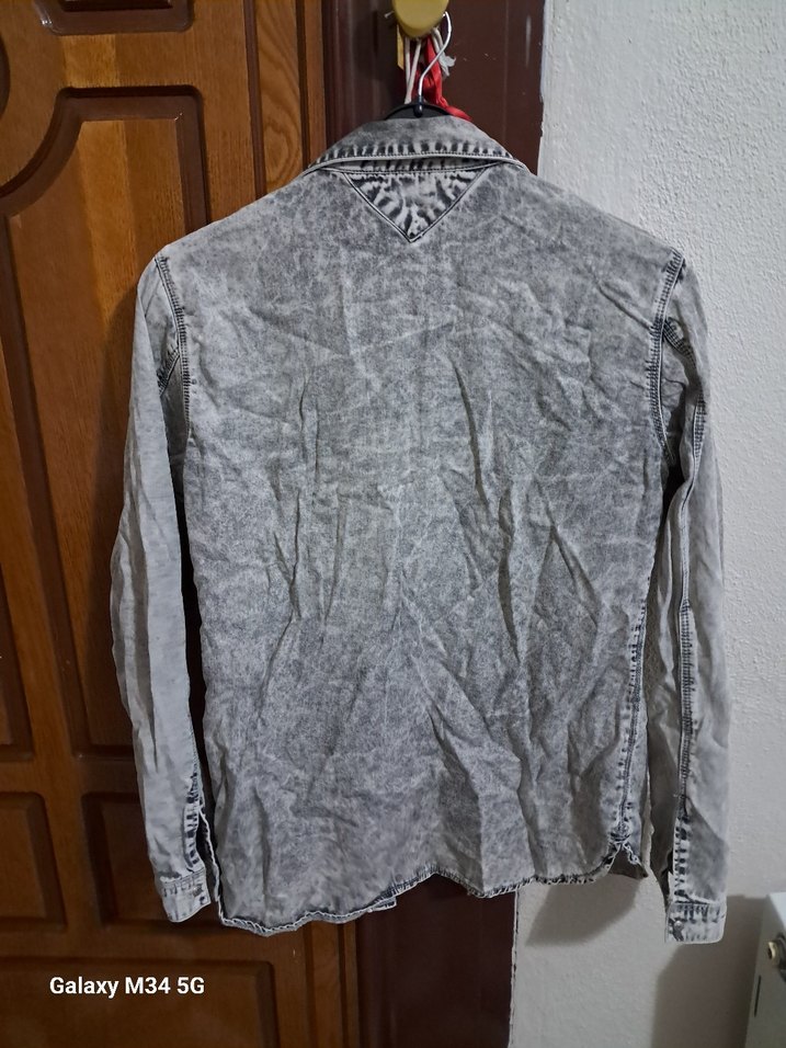 Gri Denim Kadın Gömlek - Görsel 3