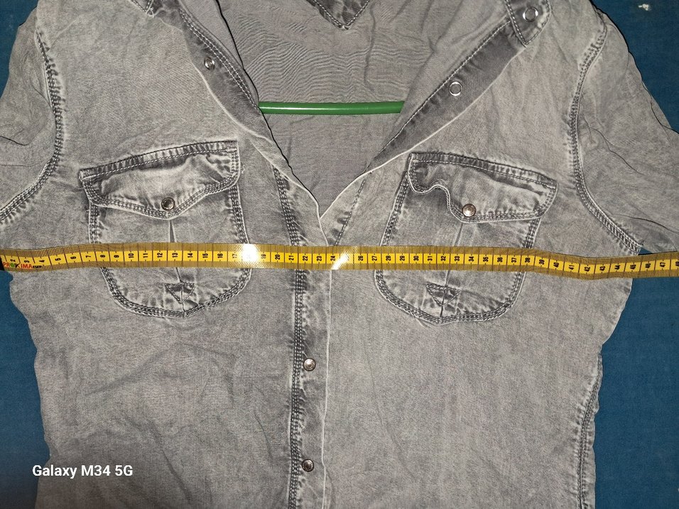 Gri Denim Düğmeli Kadın Gömlek - Görsel 3