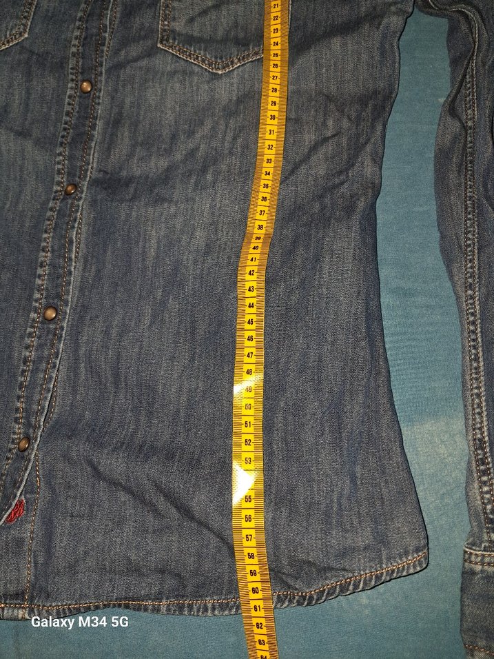 Düğmeli Mavi Denim Kadın Gömlek - Görsel 5