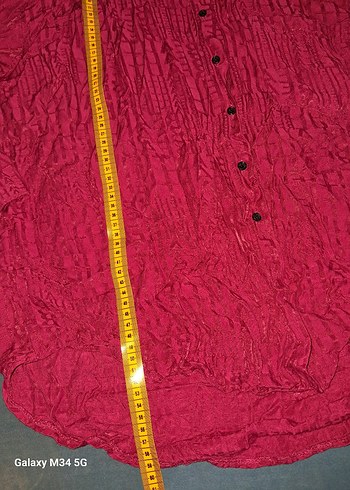 Düğmeli Koyu Pembe Keten Gömlek - Görsel 5