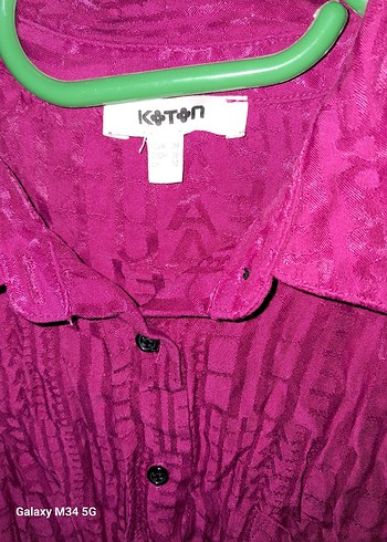 Düğmeli Koyu Pembe Keten Gömlek - Görsel 3