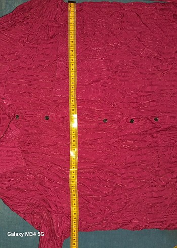 Düğmeli Koyu Pembe Keten Gömlek - Görsel 4