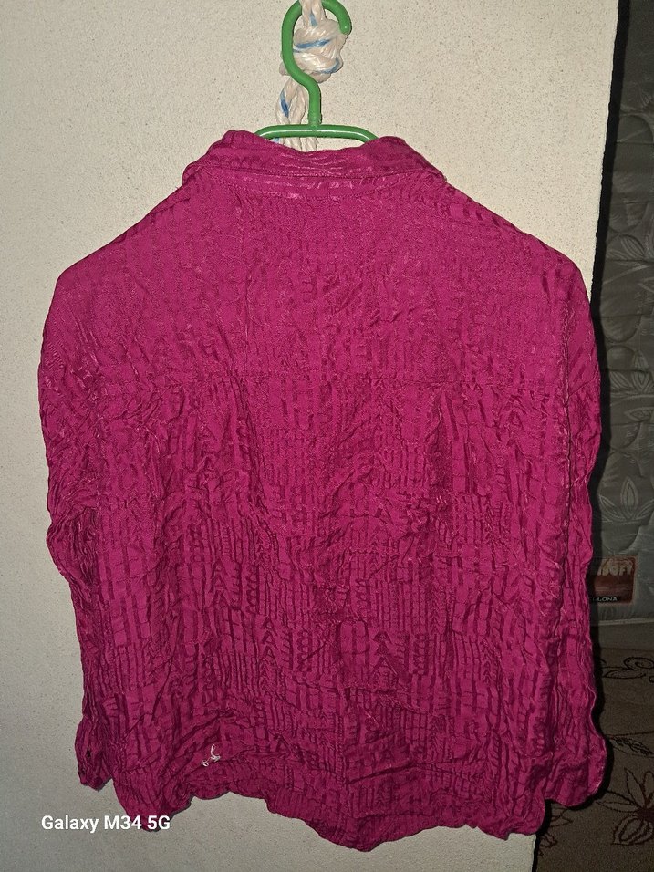 Düğmeli Koyu Pembe Keten Gömlek - Görsel 2