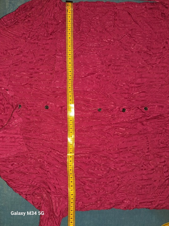 Düğmeli Koyu Pembe Keten Gömlek - Görsel 4