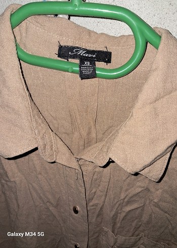 Bej Uzun Kollu Keten Gömlek - Görsel 2