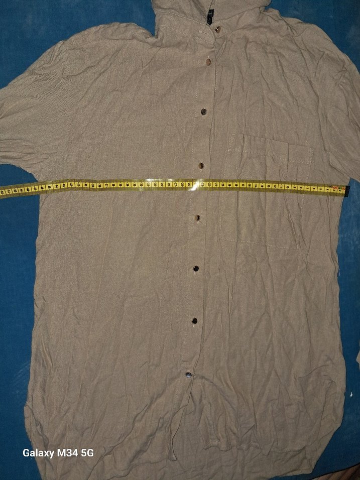 Bej Uzun Kollu Keten Gömlek - Görsel 4