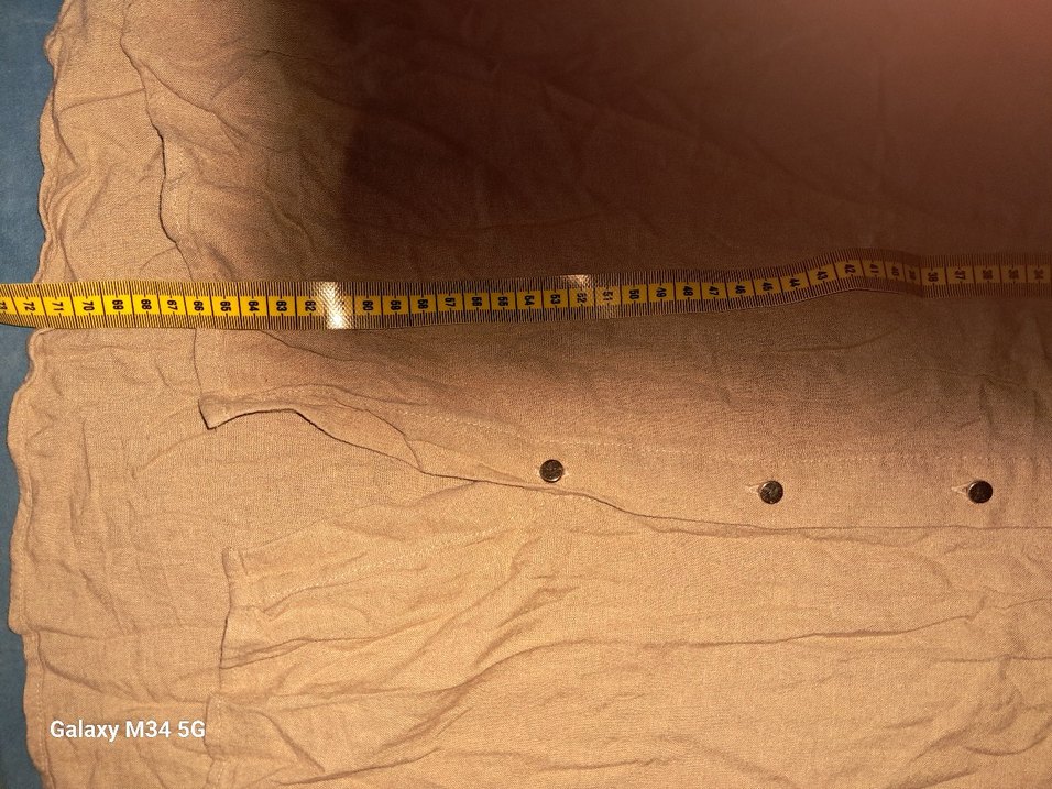 Bej Uzun Kollu Keten Gömlek - Görsel 5