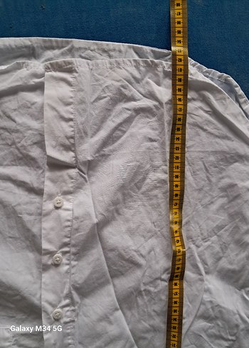 Beyaz Keten Düğmeli Kadın Gömlek - Görsel 5