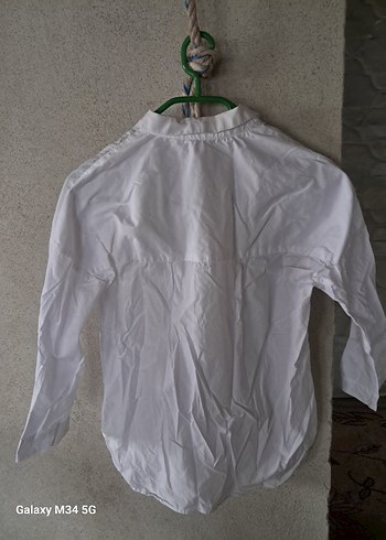 Beyaz Keten Düğmeli Kadın Gömlek - Görsel 3