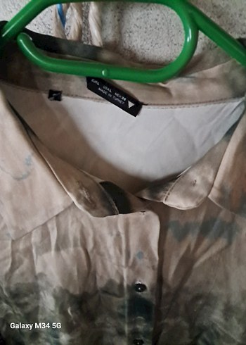 Gri Batik Desenli Uzun Kollu Keten Gömlek - Görsel 2