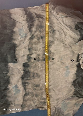 Gri Batik Desenli Uzun Kollu Keten Gömlek - Görsel 5