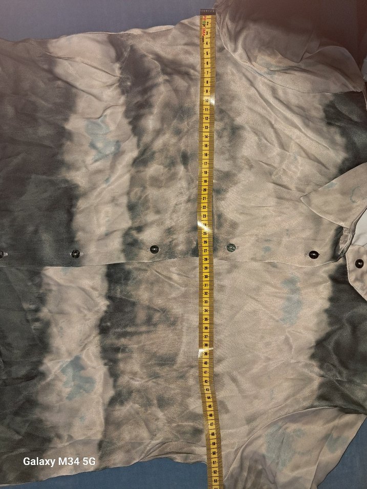 Gri Batik Desenli Uzun Kollu Keten Gömlek - Görsel 5