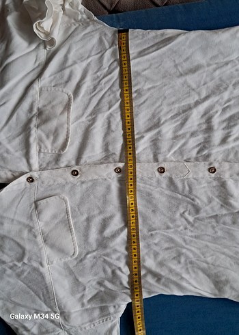 Düğmeli Beyaz Keten Kadın Gömlek - Görsel 5