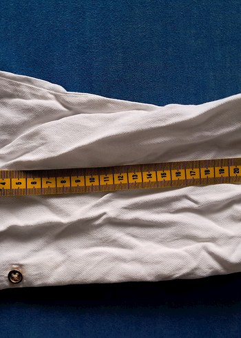 Düğmeli Beyaz Keten Kadın Gömlek - Görsel 7