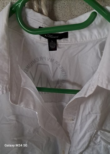 Kadın Beyaz Kısa Kollu Keten Gömlek - Görsel 2