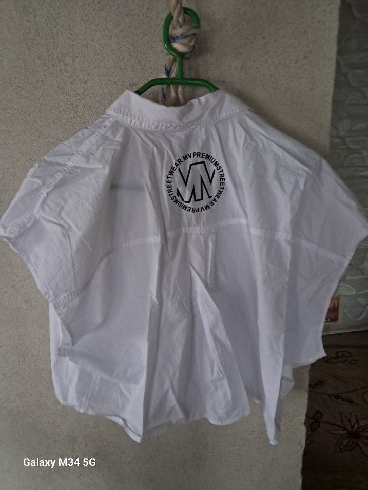 Kadın Beyaz Kısa Kollu Keten Gömlek - Görsel 3