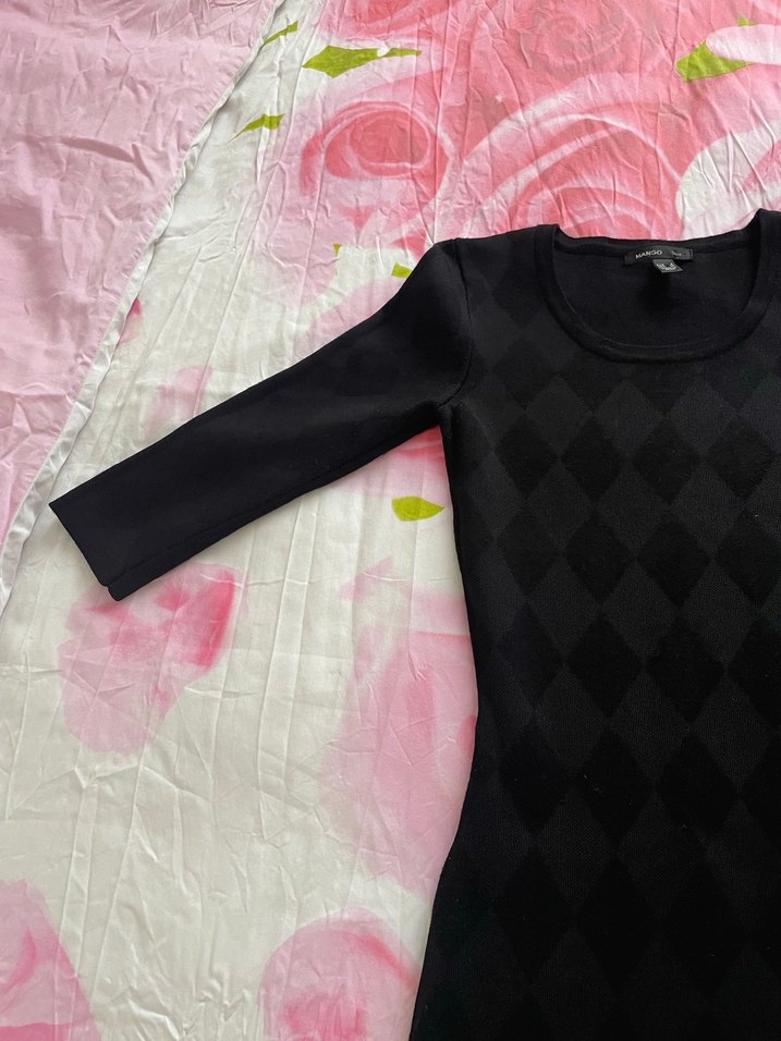 Kadın Siyah Sıfır Yaka Triko Elbise - Görsel 3