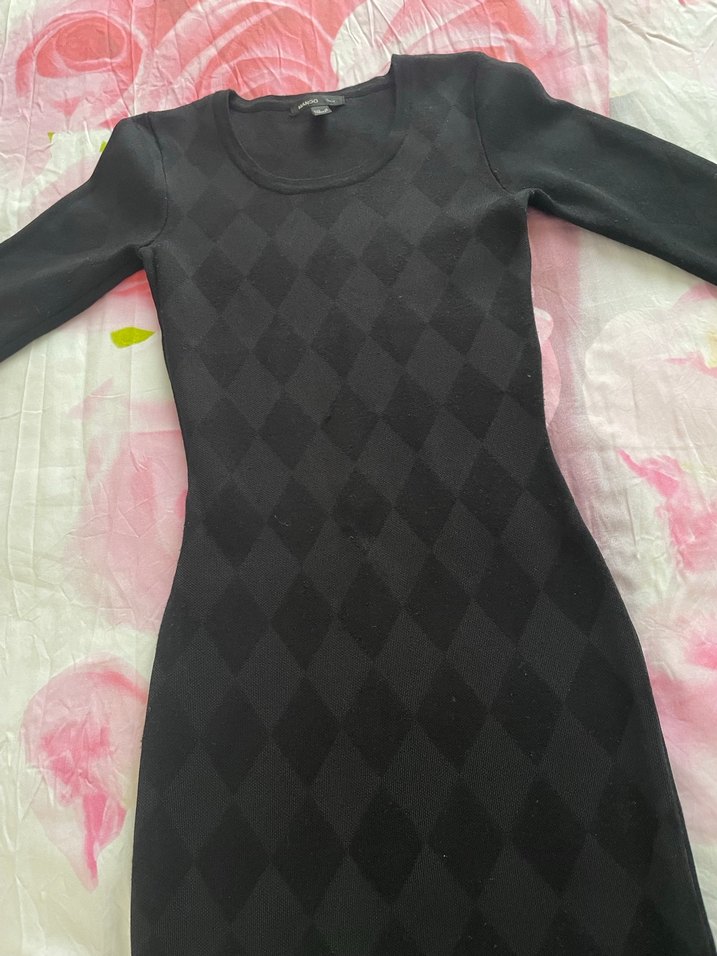 Kadın Siyah Sıfır Yaka Triko Elbise - Görsel 2