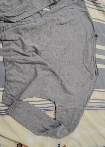 Gri Kadın Triko Sweatshirt