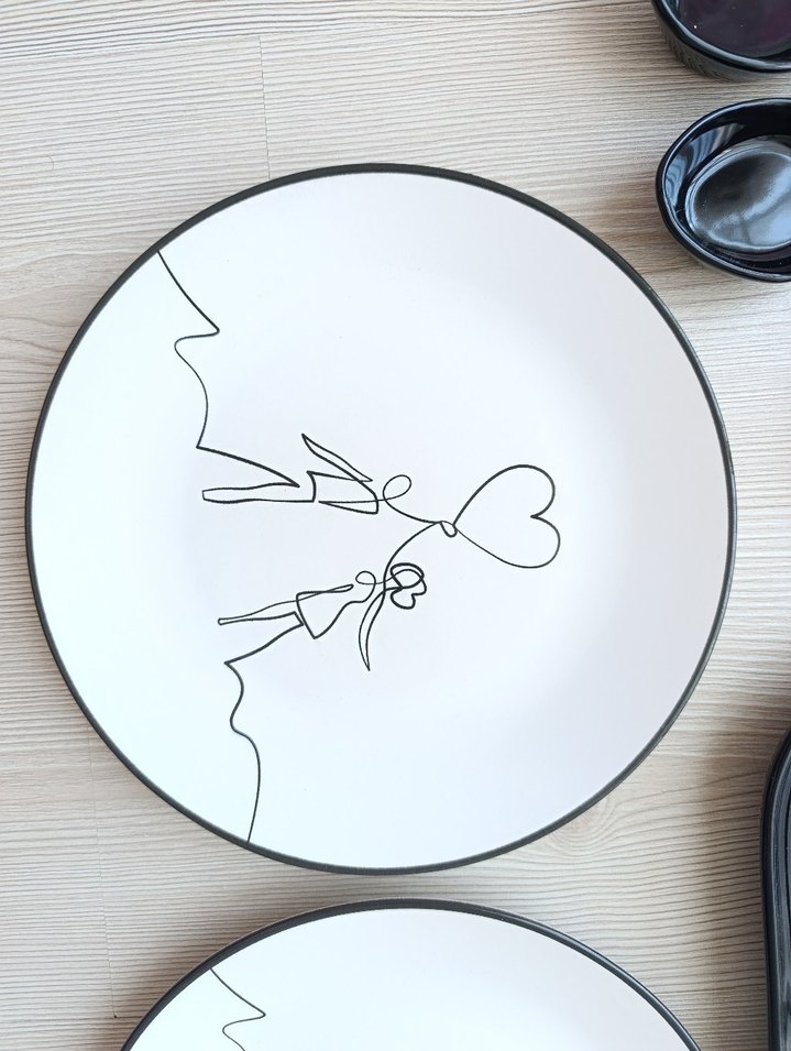 Siyah ve Beyaz kahvaltı seti. Nişanı attım için ucuz satıyorum - Görsel 5