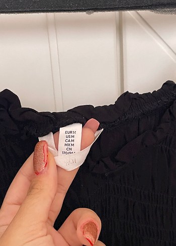 H&M Siyah Drapeli V Yaka Midi Strappy Elbise