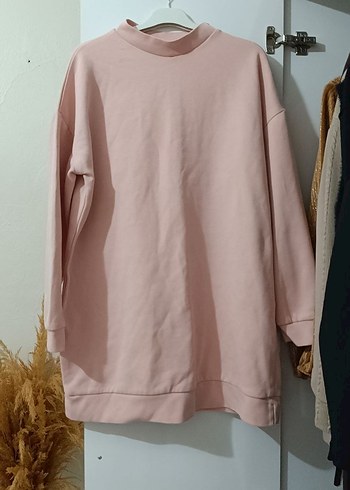 Pembe Oversize Kadın Sweatshirt - Görsel 2