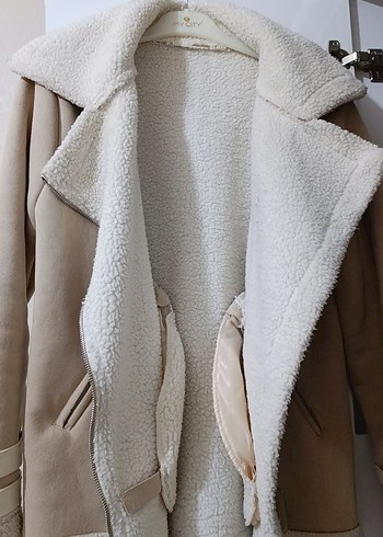 Bej Kürklü süet Kadın Kışlık Mont - Görsel 3