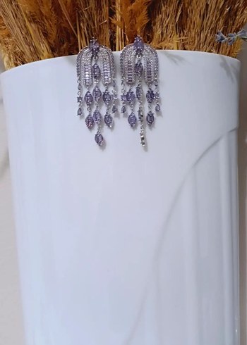 Accessorize  Mor Tasli Gumus Sallantili Uzun Kupe