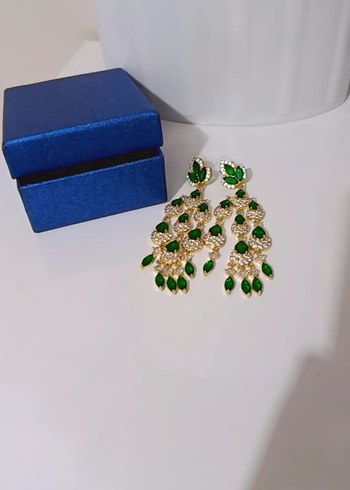 Accessorize Yesil Tasli Altin Damla Kupe