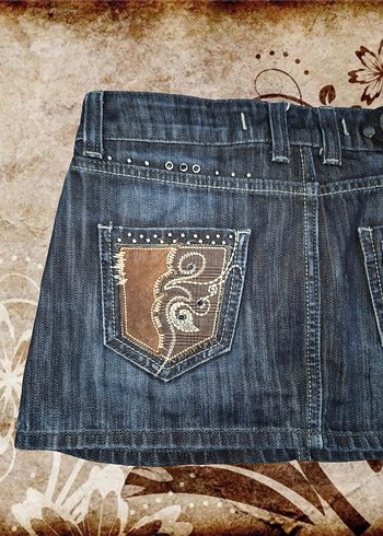 27 Beden mavi Renk Vintage Mini Kot Etek