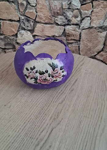 Pastel Mor Çiçek Desenli kabak Vazo
