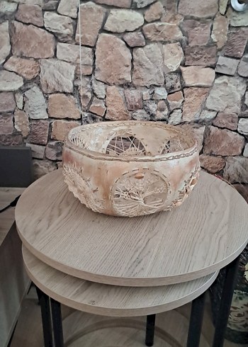Beden ten rengi Renk Bej ve Gri El Yapımı Vazo