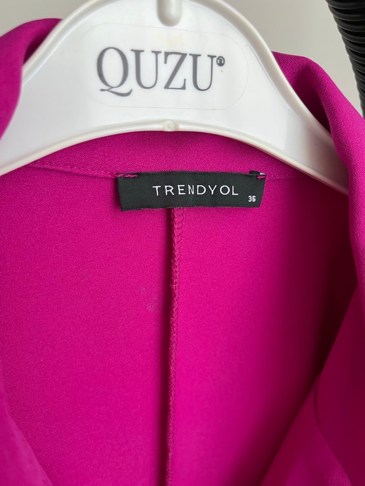 Pembe Uzun Kollu Düğmeli Kadın elbisesi - Görsel 3