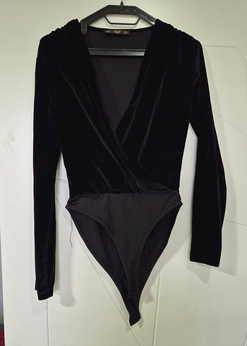 Kadın Siyah Kruvaze Yaka Uzun Kollu Body - Görsel 2