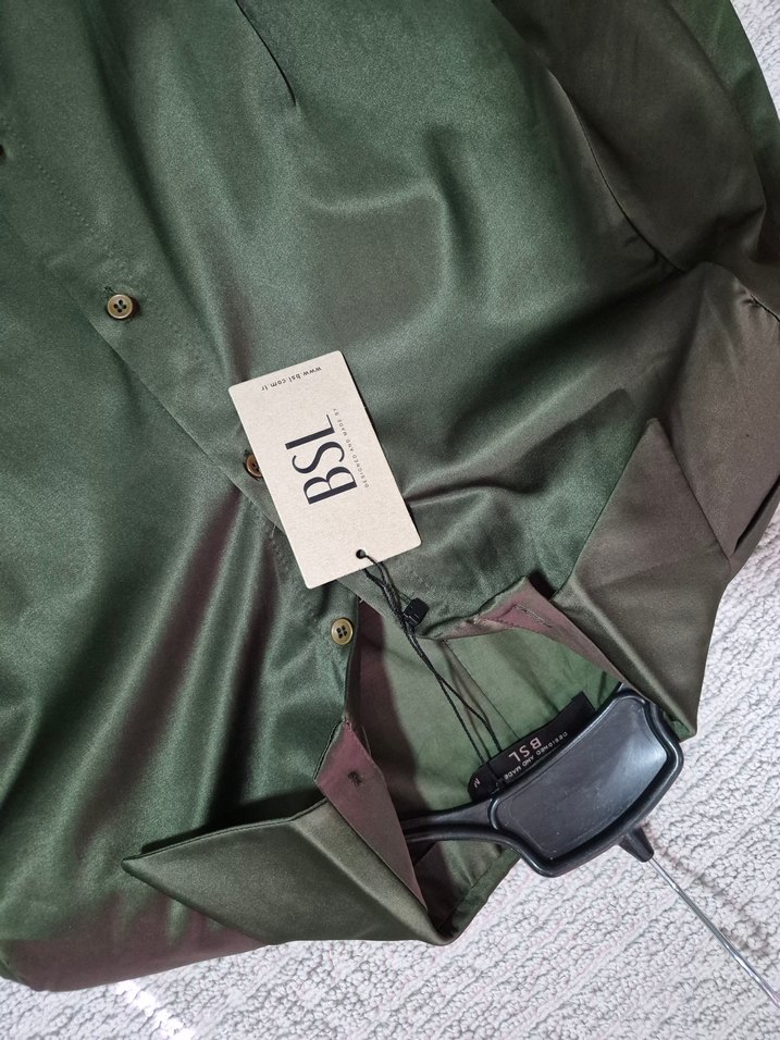 BSL düğmeli V Yakalı Saten Kadın Elbise - Görsel 5