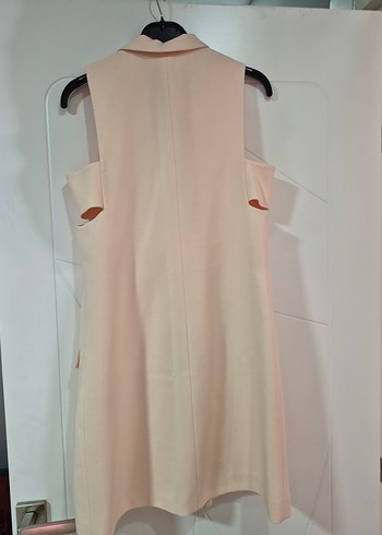 Zara modeli pudra Düğmeli Kolsuz kısa kadın elbise - Görsel 3