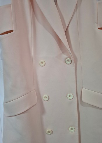 Zara modeli pudra Düğmeli Kolsuz kısa kadın elbise - Görsel 5