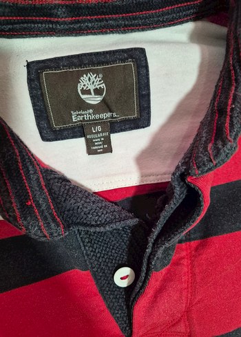 Timberland erkek Uzun Kollu Kırmızı Çizgili Polo Tişört - Görsel 4