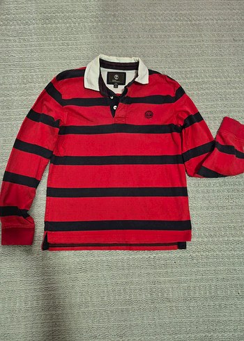 Timberland erkek Uzun Kollu Kırmızı Çizgili Polo Tişört - Görsel 2