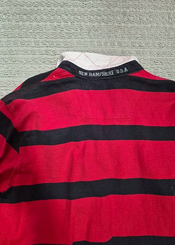 Timberland erkek Uzun Kollu Kırmızı Çizgili Polo Tişört - Görsel 7