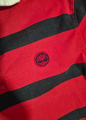 Timberland erkek Uzun Kollu Kırmızı Çizgili Polo Tişört - Görsel 5
