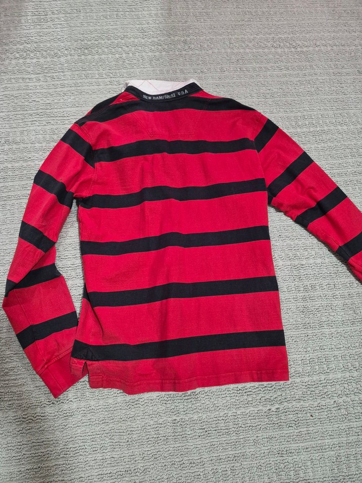 Timberland erkek Uzun Kollu Kırmızı Çizgili Polo Tişört - Görsel 3