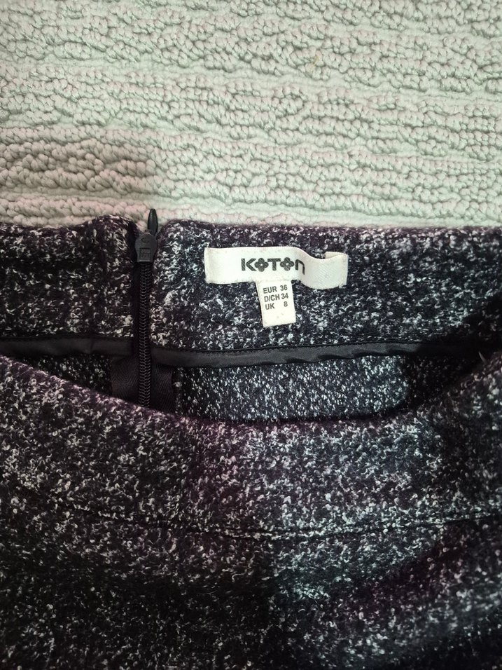 Koton Gri Siyah Mini Etek yünlü - Görsel 3